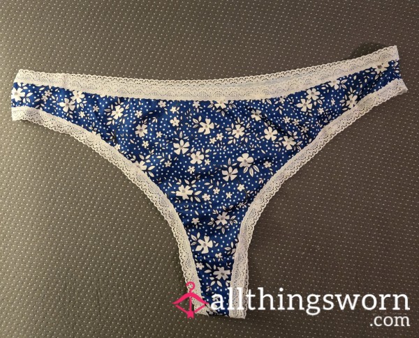 Blue Flower Pedal Satin Thongs