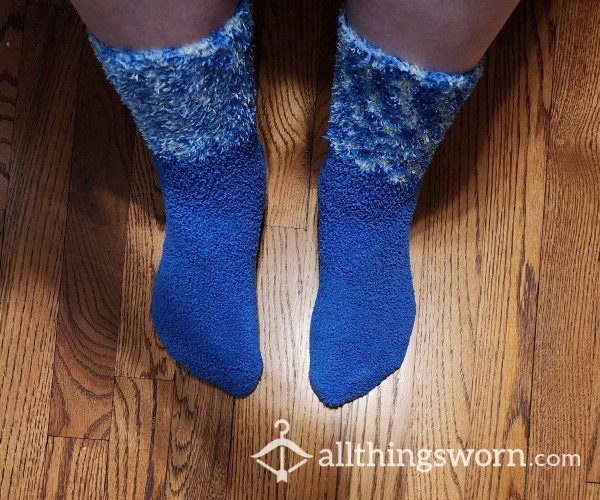 Blue Fuzzy Socks