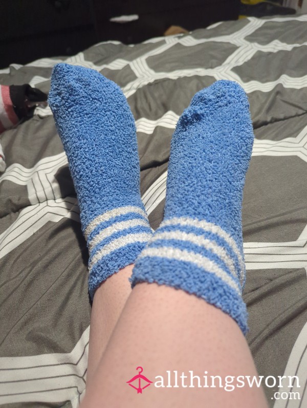 Blue Fuzzy Socks