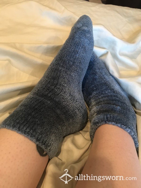 Blue Fuzzy Socks