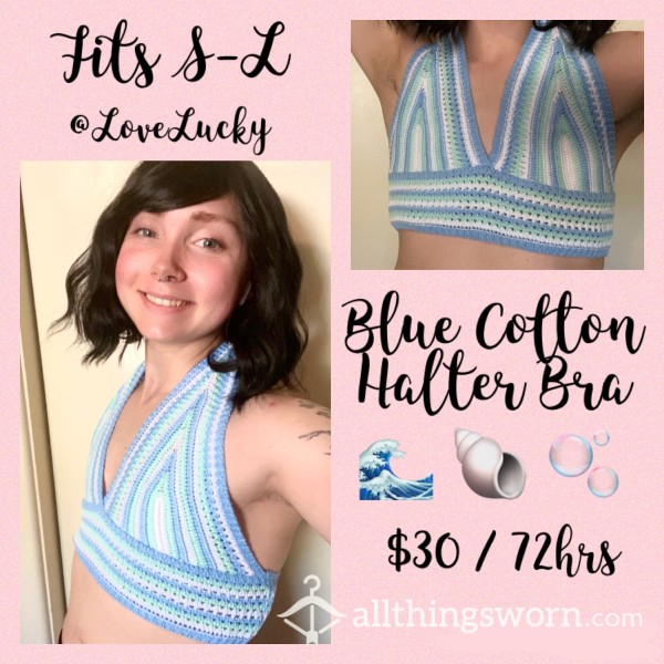 Blue Halter Bra