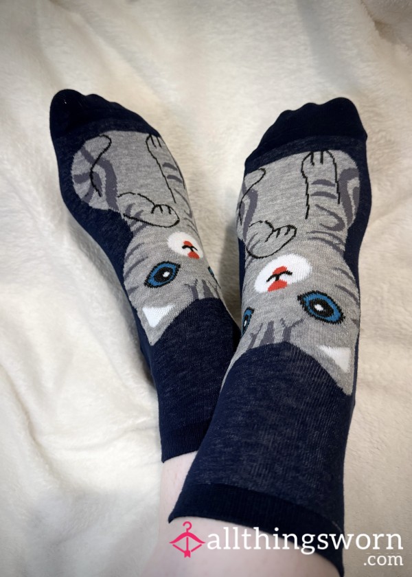 Blue Kitty Socks