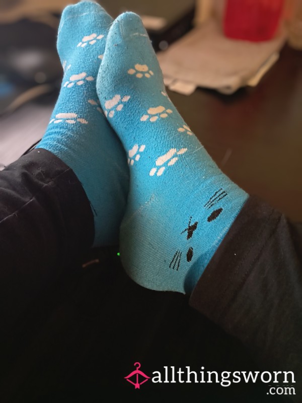 Blue Kitty Socks