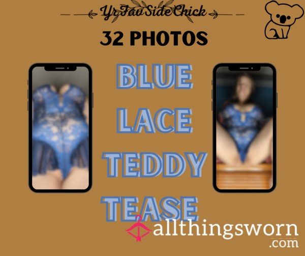 Blue Lace Teddy Tease Photo Set (32 Photos)