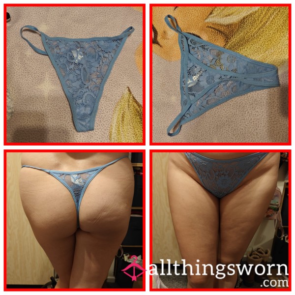 Blue Lace Thong