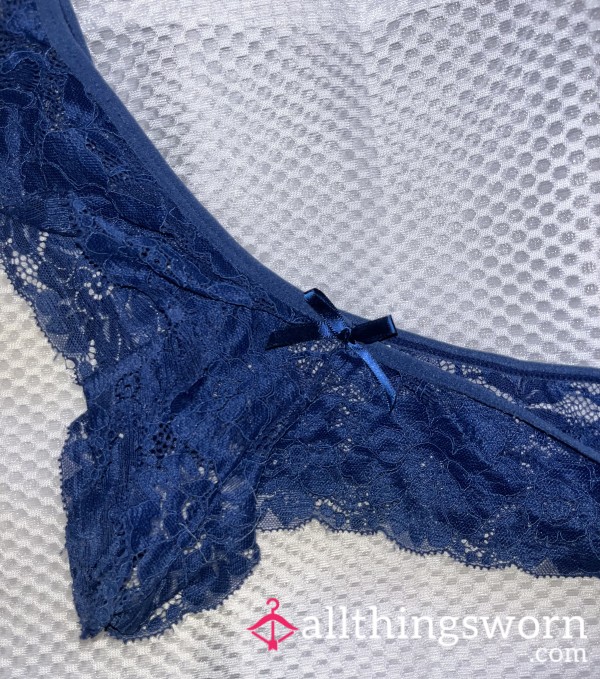 Blue Lace Thong