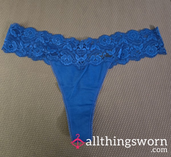 Blue Lace Thong