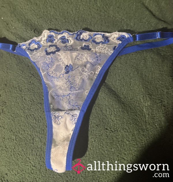 Blue Lacey Thong