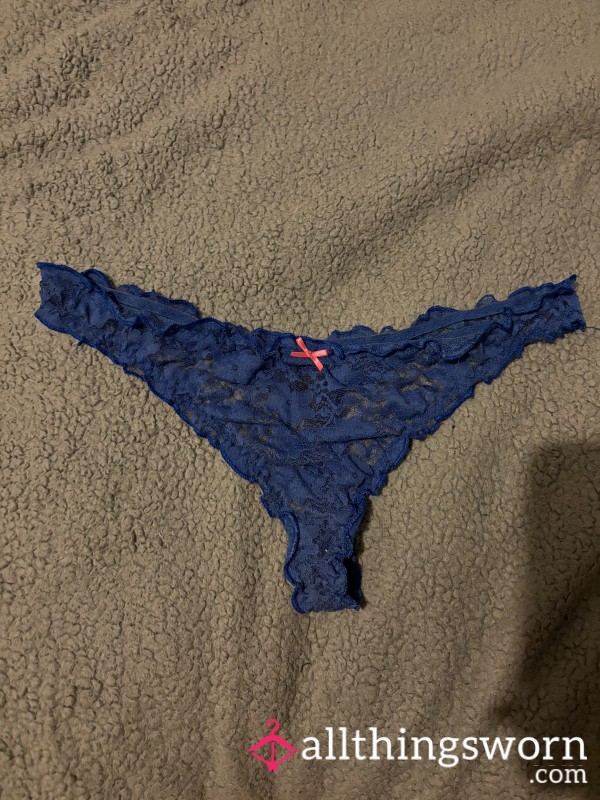 Blue Lacey Thongs (worn)