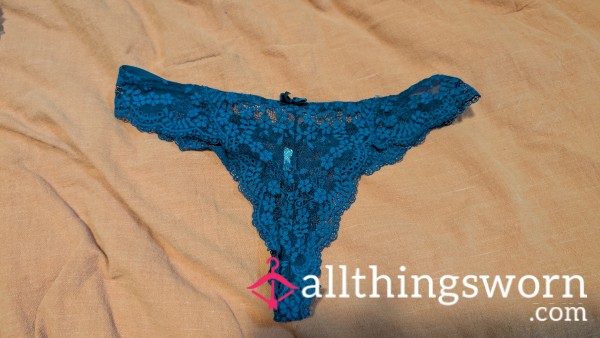 Blue Lacy Thong