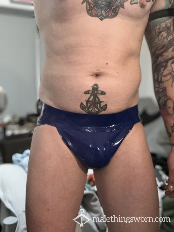 Blue Latex Jockstrap