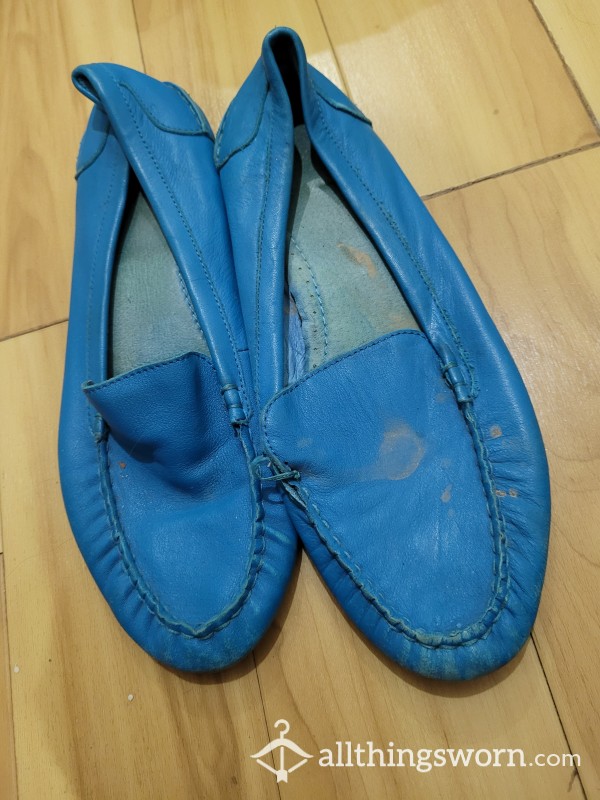 Blue Leather Flats