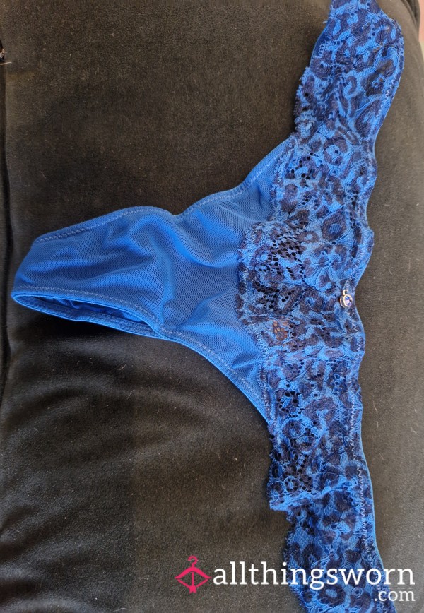 Blue Leopard Print Thong