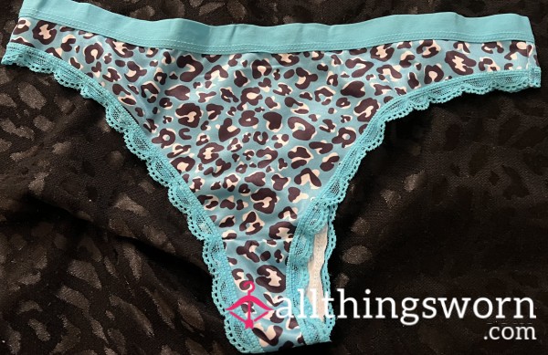 Blue Leopard Thong