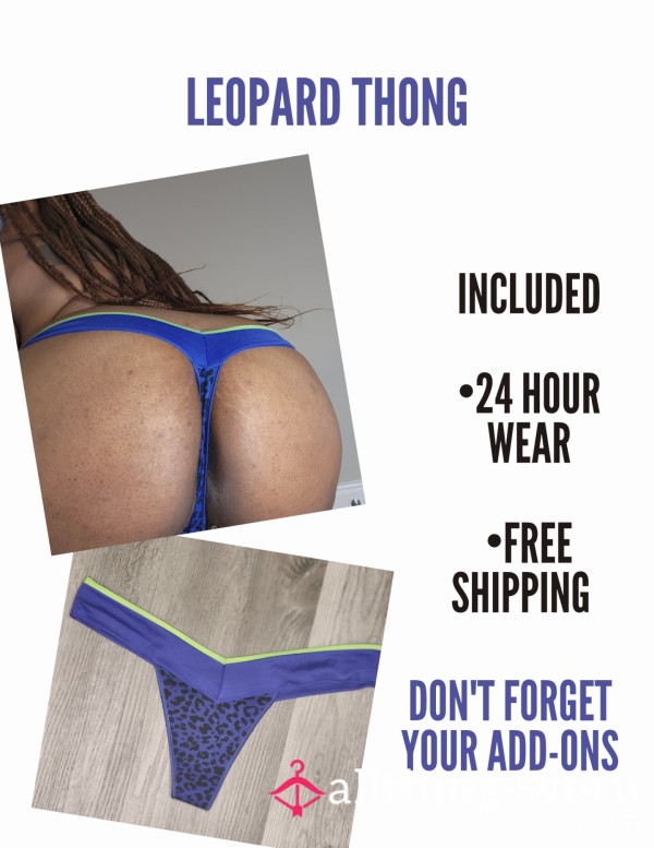 Blue Leopard Thong