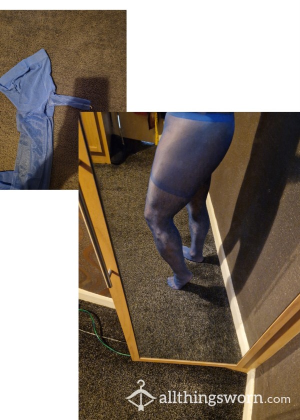 48 Hour Worn Blue Male Tights With Penis Sheath With Optional C*mshot Video