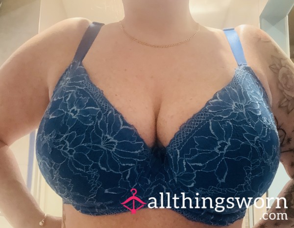 Blue Patterned Bra