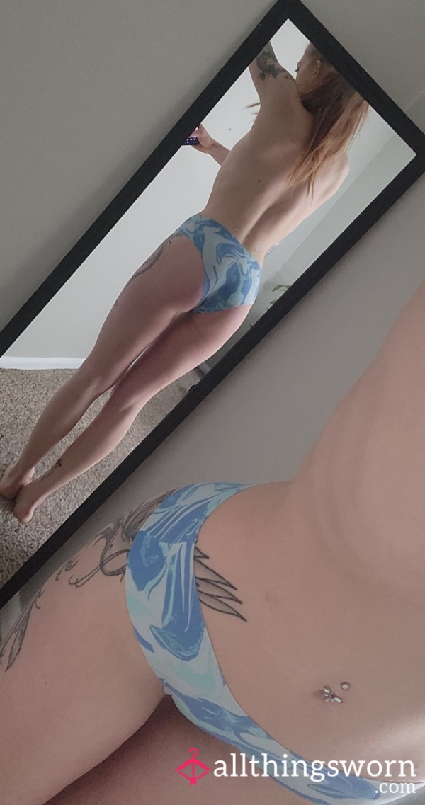 🪬 Blue Patterned Nylon Cheeky Panties 🪬