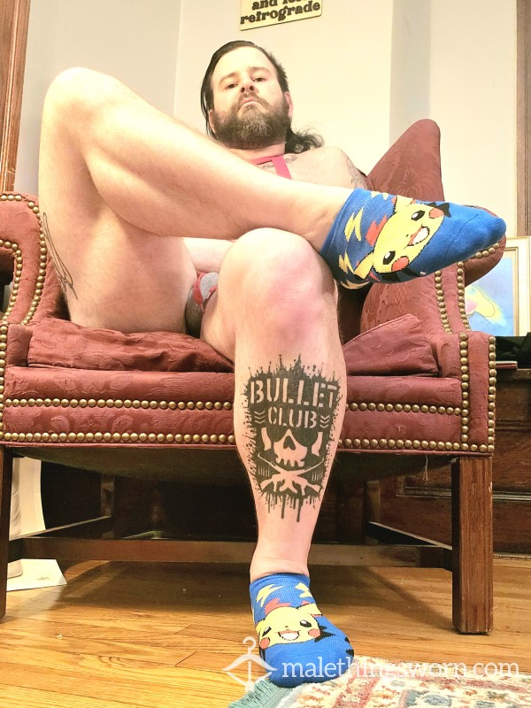 Blue Pikachu Socks Worn By Sweaty Jock