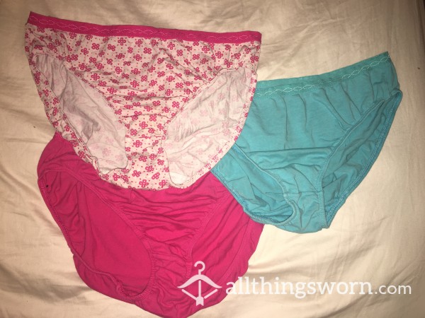 Blue, Pink, And Flor*l Fullback Panties