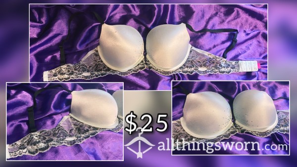 Blue Push-up Bra W/ Lace Trim