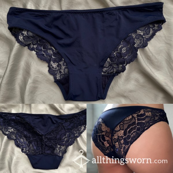 Blue Satin Lace Panties