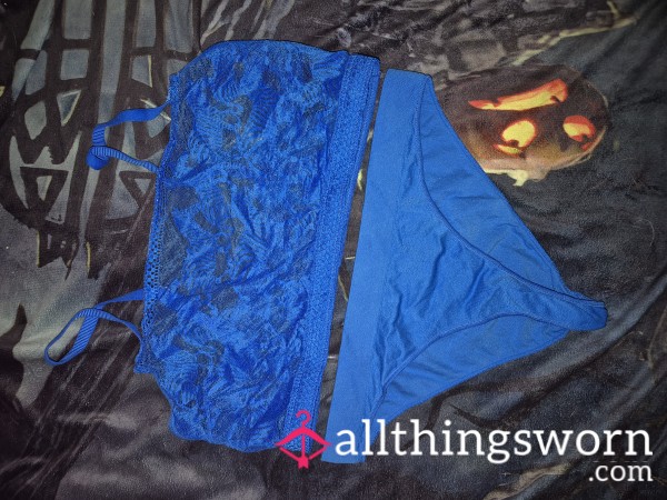 Blue See Through Zebra Worn Underwear Set