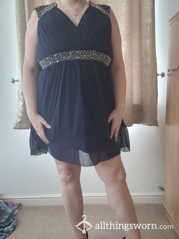 Blue Shiffon Diamanté Dress