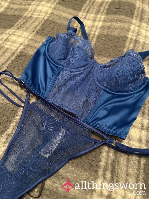 Blue Silk Lingerie Set