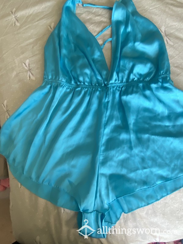 Blue Silky Pj Romp Suit