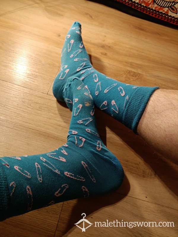 Blue Socks With Paperclips