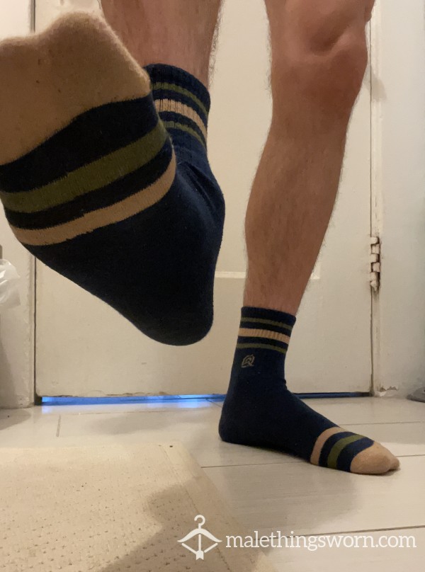 Blue Socks With Yellow Stripes