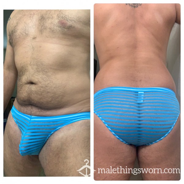 Blue Striped See Thru Full Back Undies