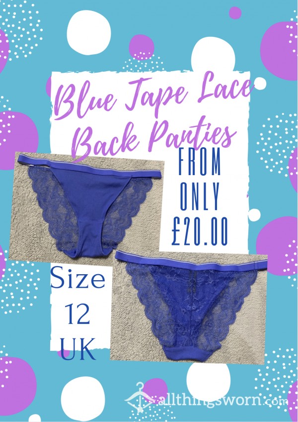 Blue Tape Lace Back Panties💙🤍