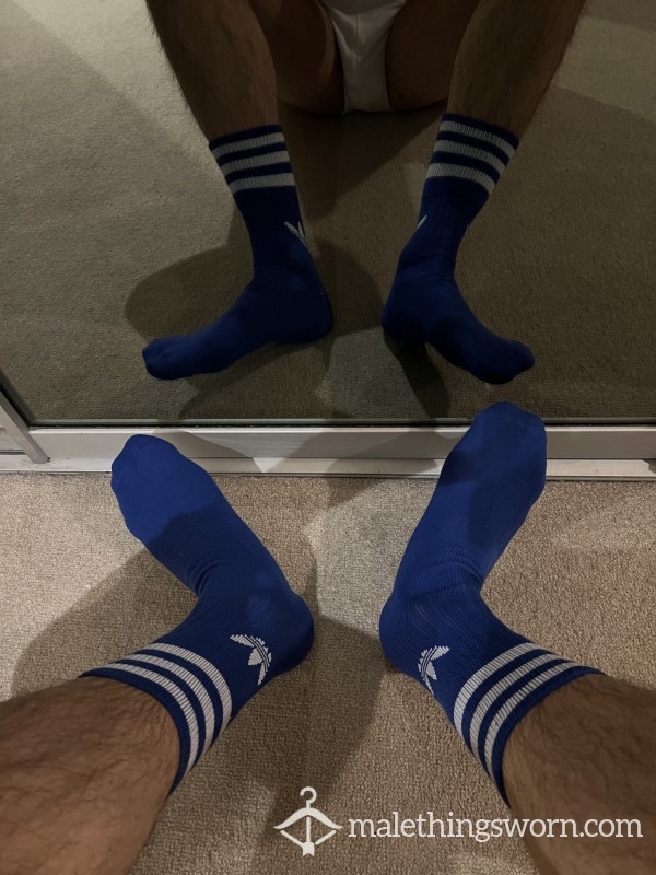 Blue White Adidas Socks