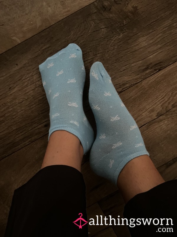 Blue White Bow Socks