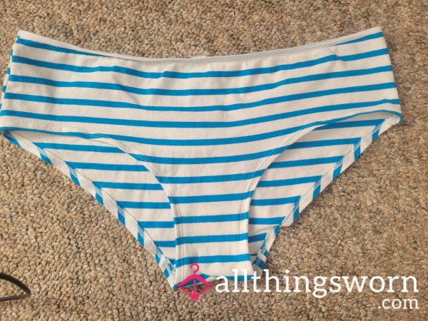 Blue & White Striped Full Back Panties