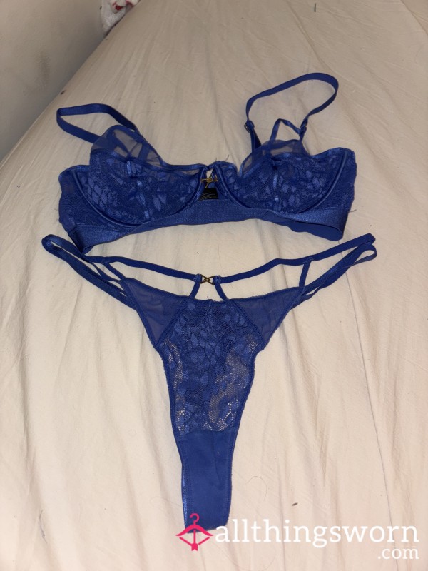 Blue Worn Ann Summers Thong And Bra