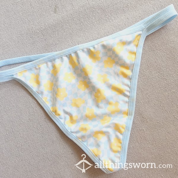 Blue & Yellow Flower Thong