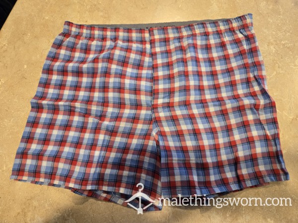 Blue/Red/White Plaid Hanes Boxers