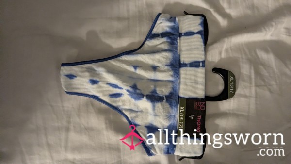 Blue/White Tye Dye Cotton Thong