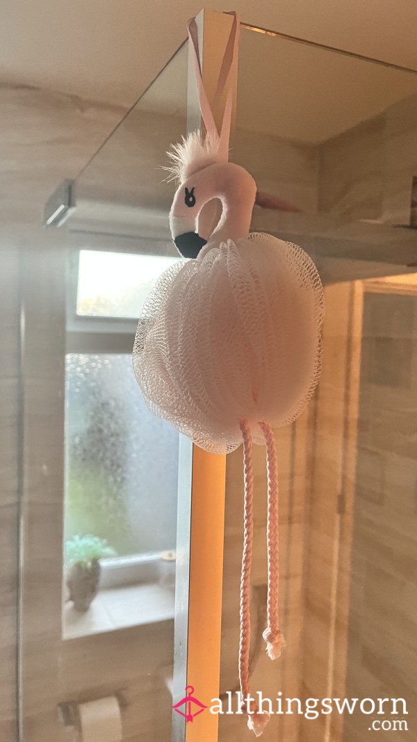 Pink Flamingo Body Wash Shower Puff