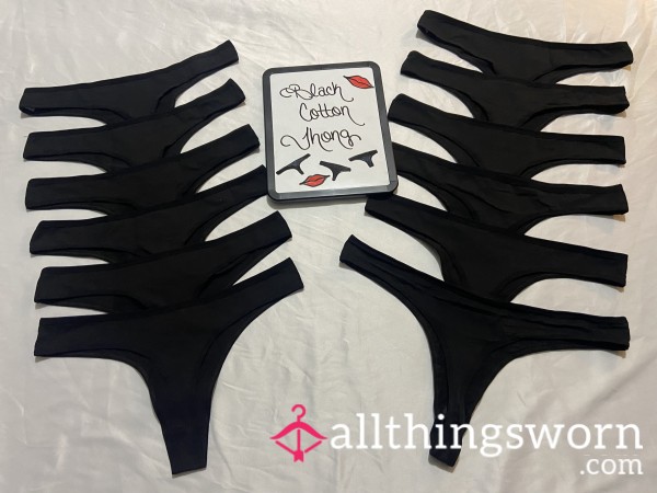 Black Cotton Thongs