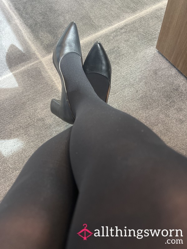 “Bossing Up With A Little Extra Polish ✨👠 #OfficeChic #PantyhosePower”