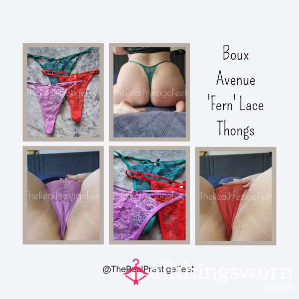 Boux Avenue 'Fern' Lace Thongs | Size 16 | 2 Days Wear | Includes Pics & Premade Video | See Photos For More Info - From £20.00 + P&P