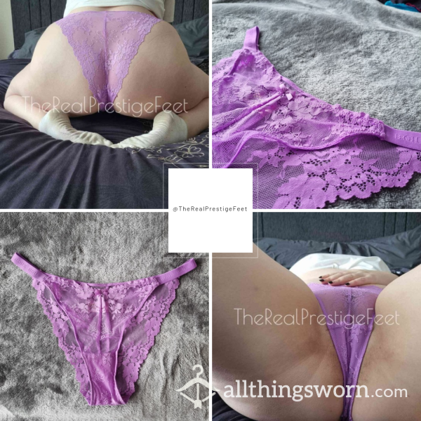 Boux Avenue Lilac Lace Tanga Knickers | Size 16 | 2 Days Wear | Includes Pics & Premade Video | See Listing Photos For More Info - From £20.00 + P&P