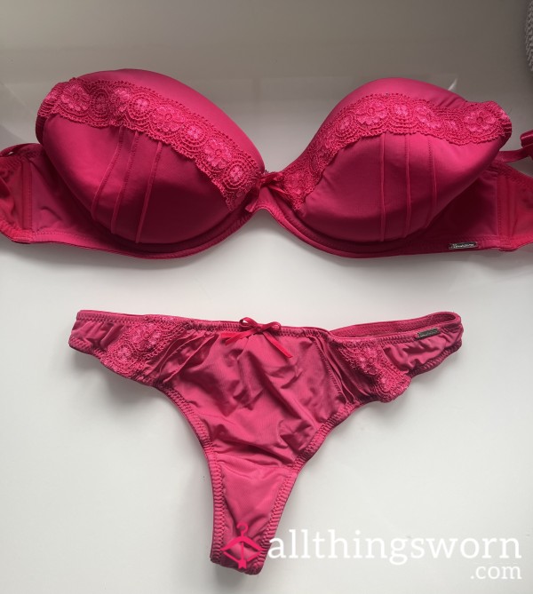 Boux Avenue Pink Bra And Thong Set