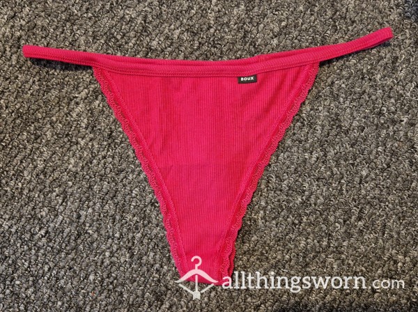 Boux Avenue Pink Ribbed Cotton Thong