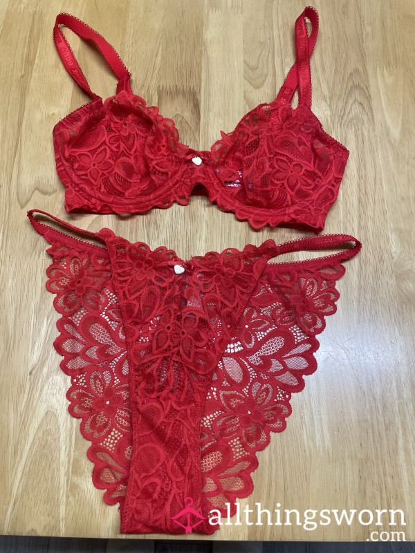 Boux Avenue S**y Red Lace Bra & Panties Set 🔥🔥