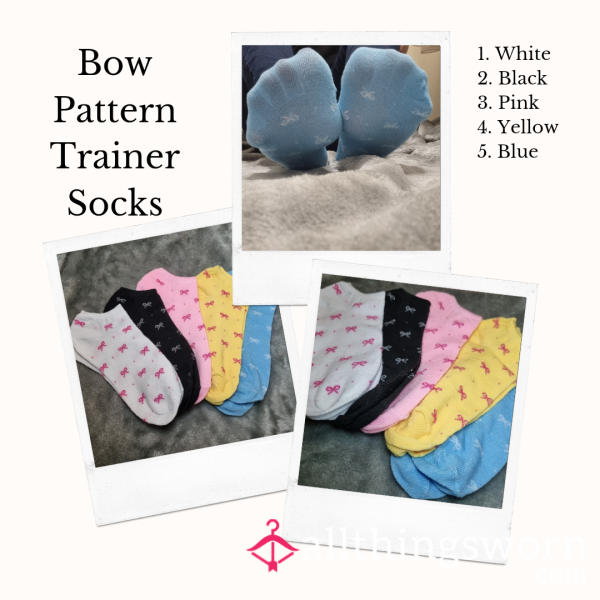 Bow Pattern Trainer Socks | 3 Days Wear | Includes Pics And Clip | See Photos For More Info - From £20.00 + P&P